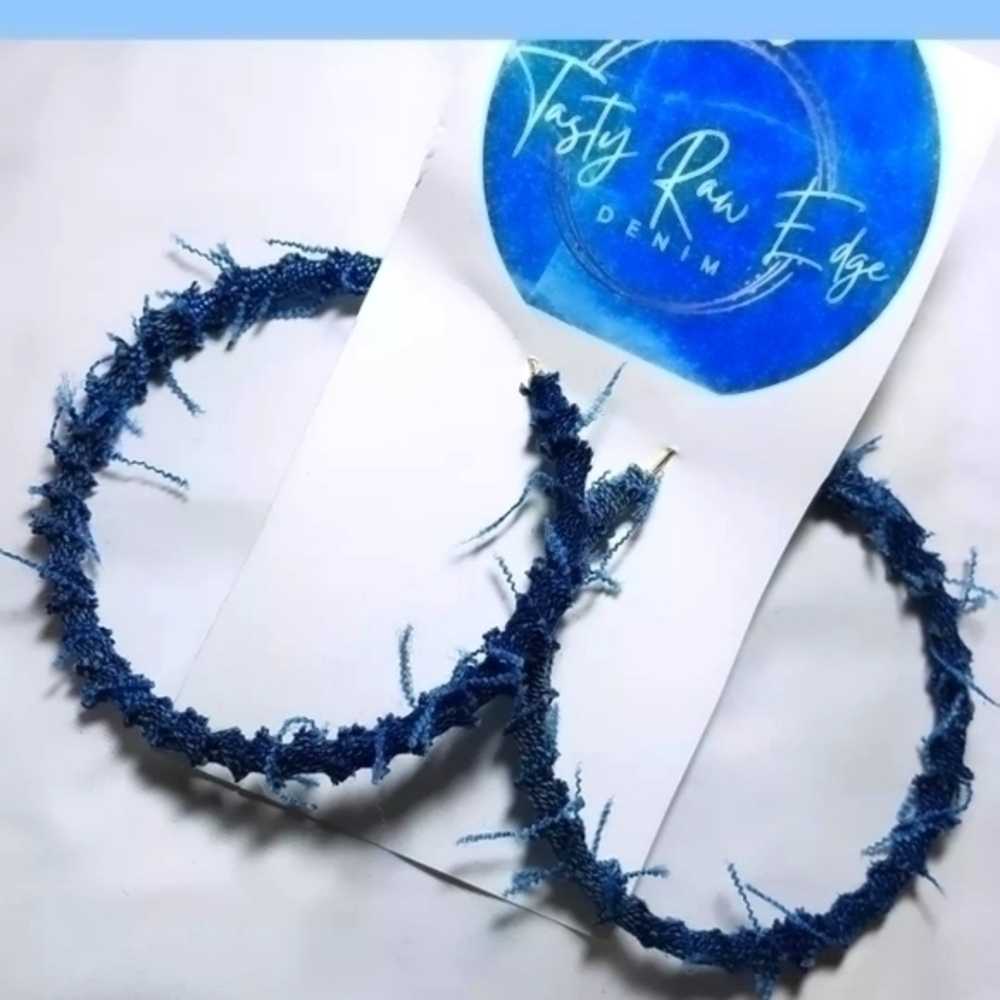 Tasty Raw Edge Denim Anytime Hoop Earrings